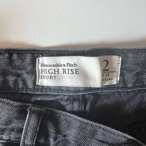 Abercrombie & Fitch Black Distressed High-Rise Jean Shorts - Picture 5 of 5